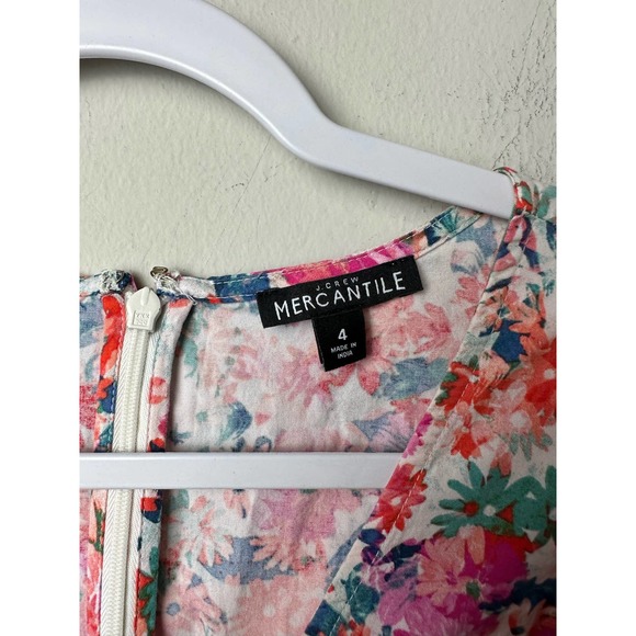 J Crew Mercantile Women's Floral Drop Waist Ruffle Shift Dress 4 - Picture 3 of 8